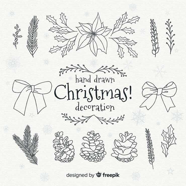 Vettore gratuito decorazioni natalizie disegnate a mano