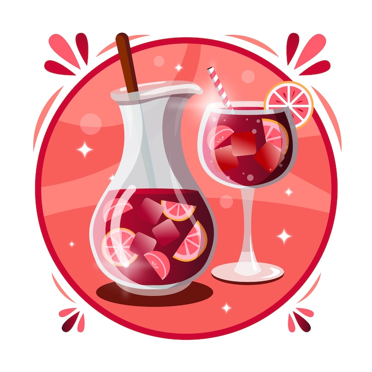 Vettore gratuito deliziosa bevanda rinfrescante alla sangria illustrata