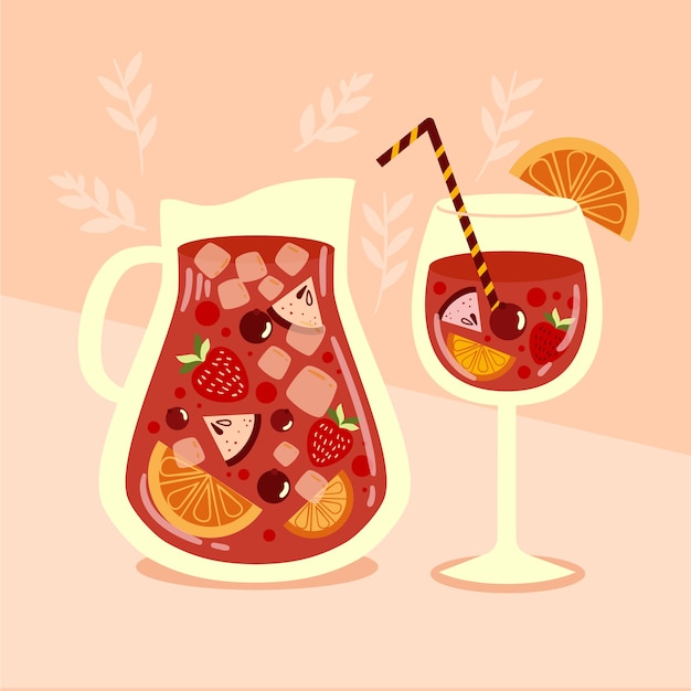 Deliziosa bevanda rinfrescante alla sangria illustrata