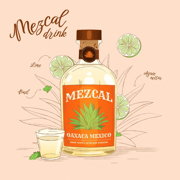 Deliziosa illustrazione mezcal disegnata a mano