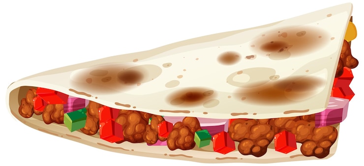 Vettore gratuito deliziosa quesadilla messicana illustrazione