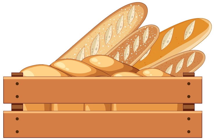 Vettore gratuito delizioso cartone animato di baguette francese