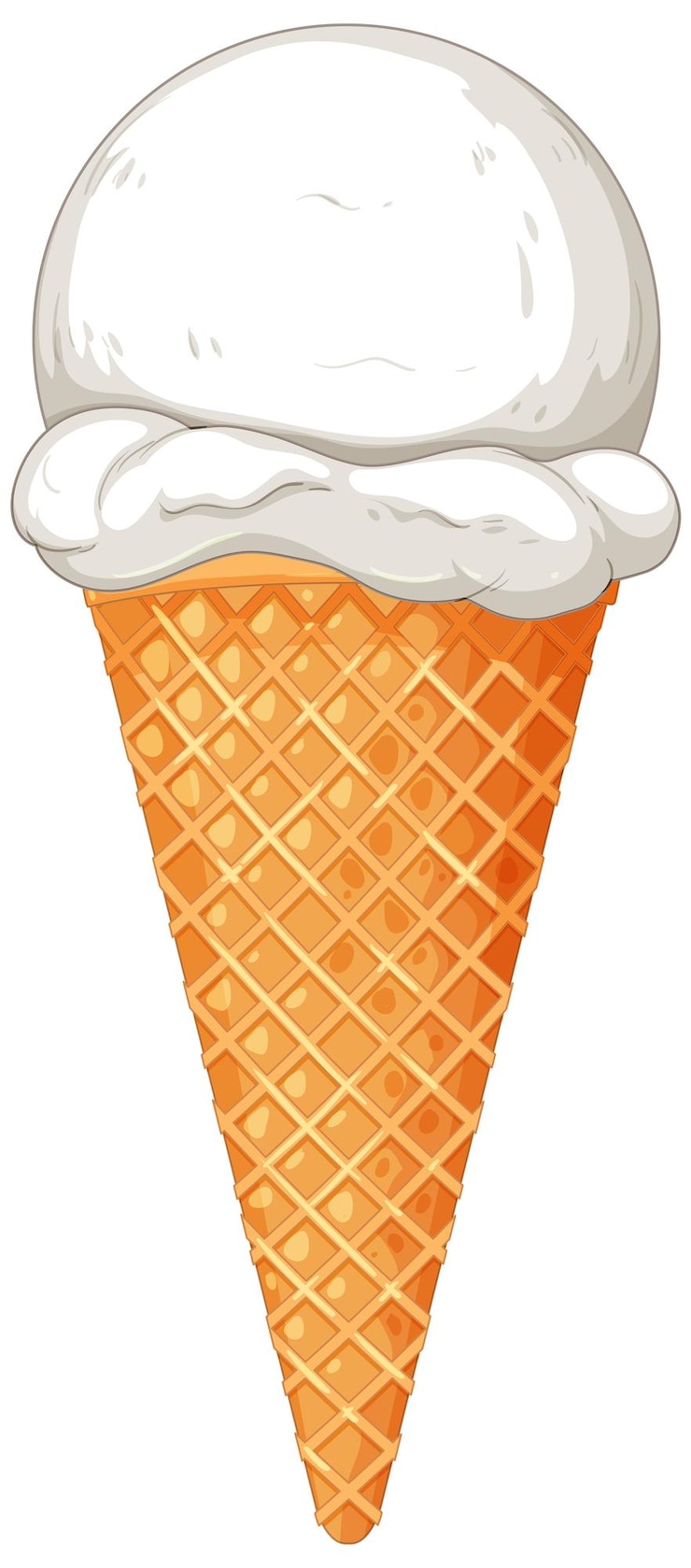 Vettore gratuito delizioso cono di gelato alla vaniglia