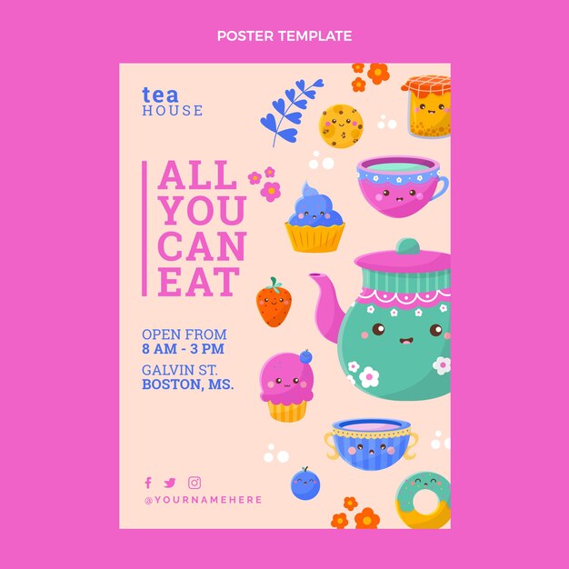 Delizioso poster per il brunch dal design piatto