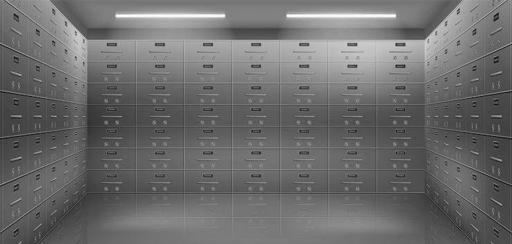 Vettore gratuito depositare le cassette di sicurezza nel vettore realistico del caveau