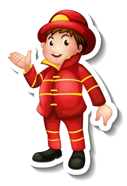 Design adesivo con un personaggio dei cartoni animati pompiere