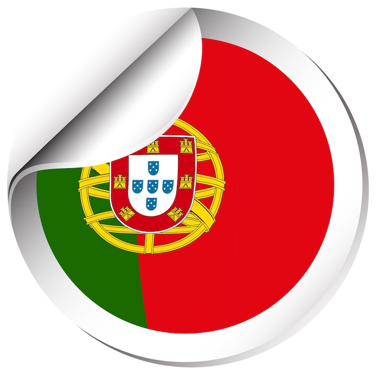 Vettore gratuito design adesivo per la bandiera del portogallo