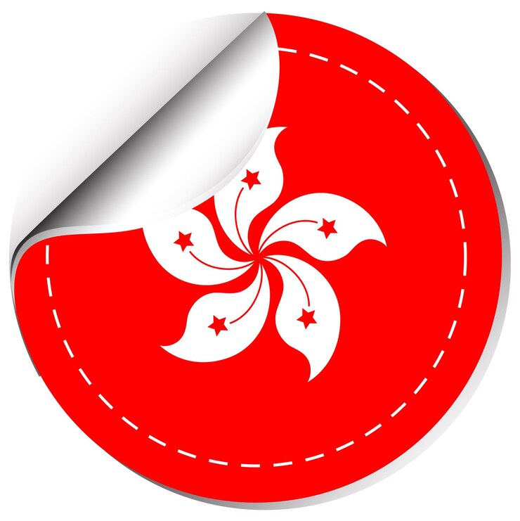 Vettore gratuito design adesivo per la bandiera di hong kong