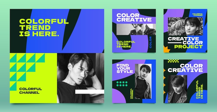 Vettore gratuito design colorato del modello di storie di instagram
