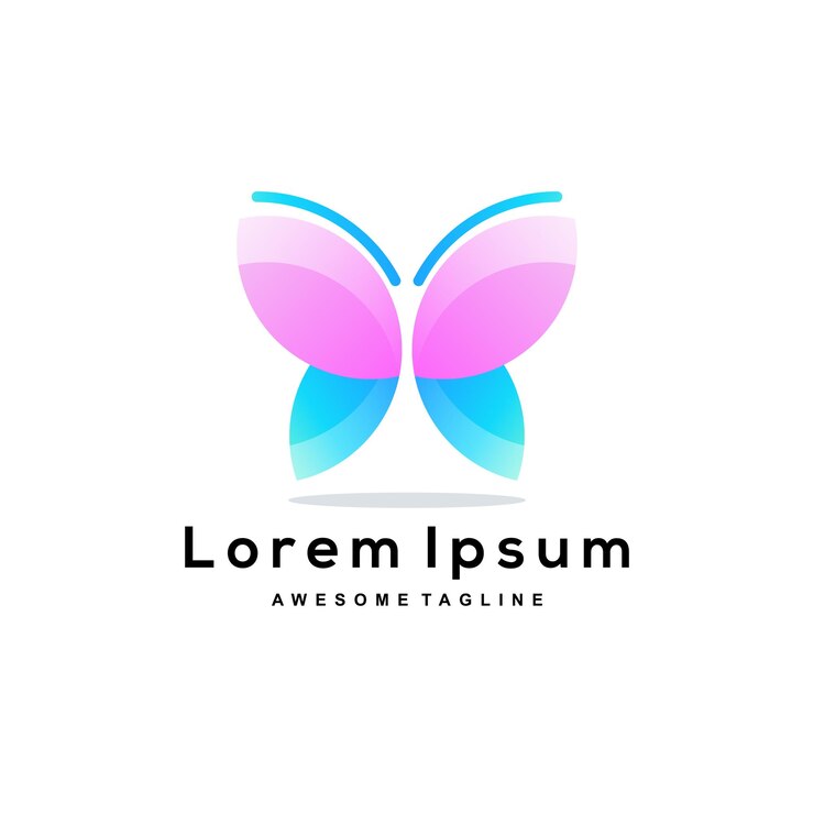 Vettore gratuito design con logo sfumato a farfalla colorato