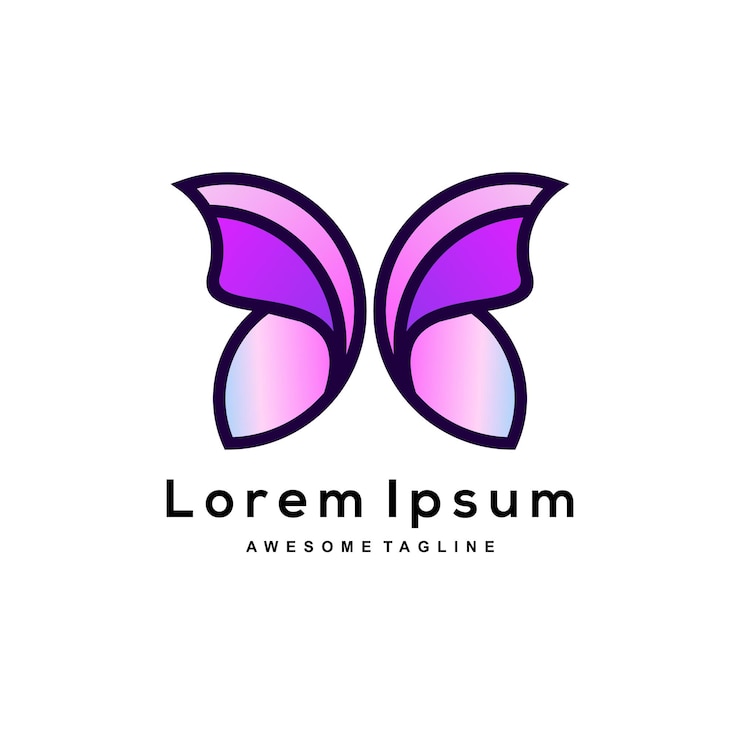 Vettore gratuito design con logo sfumato a farfalla colorato