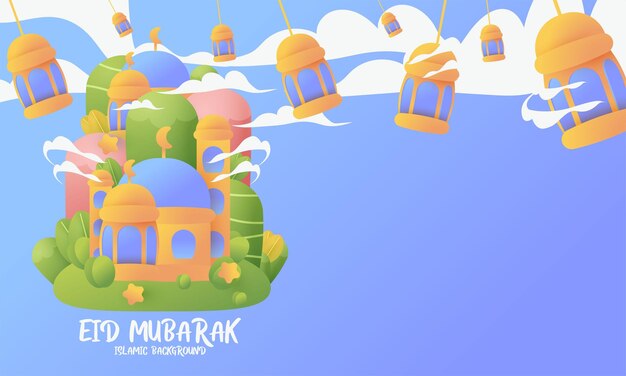 Design creativo di banner islamico eid mubarak