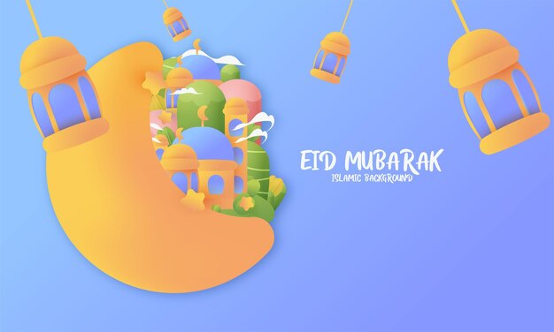 Design creativo di banner islamico eid mubarak