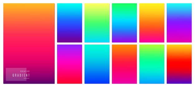 Design creativo morbido colore sfumato per app mobile. Luminoso concetto moderno set.