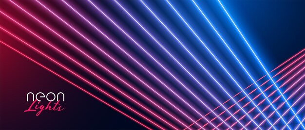 Design del banner con strisce di luce al neon
