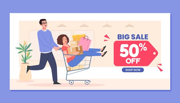 Design del banner di vendita dello shopping