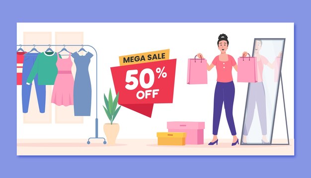 Design del banner di vendita dello shopping