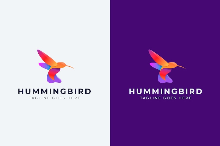 Vettore gratuito design del logo colibrì sfumato