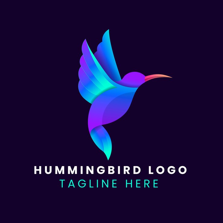 Vettore gratuito design del logo colibrì sfumato