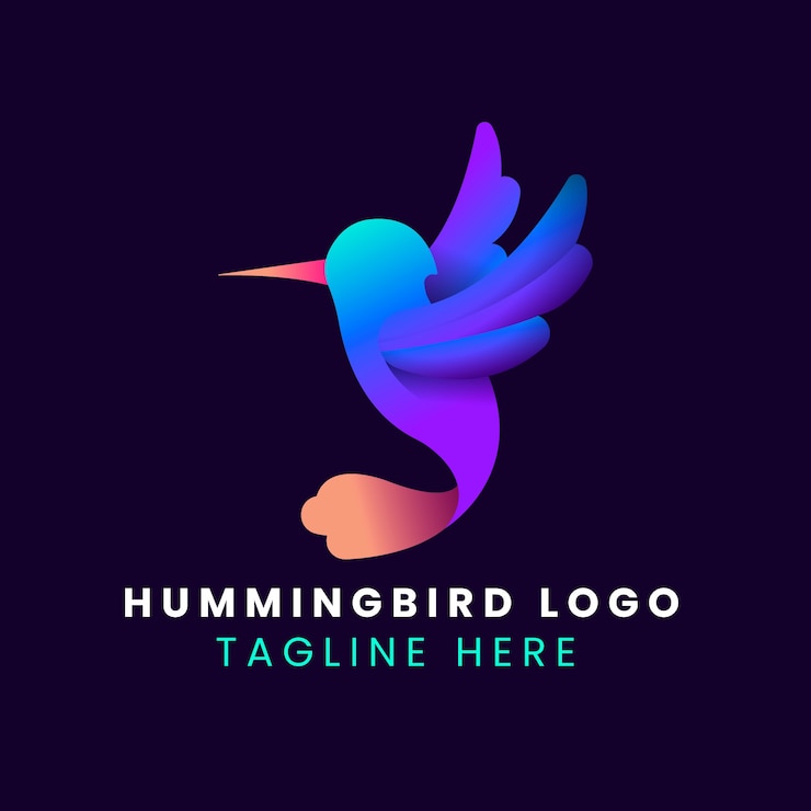 Vettore gratuito design del logo colibrì sfumato