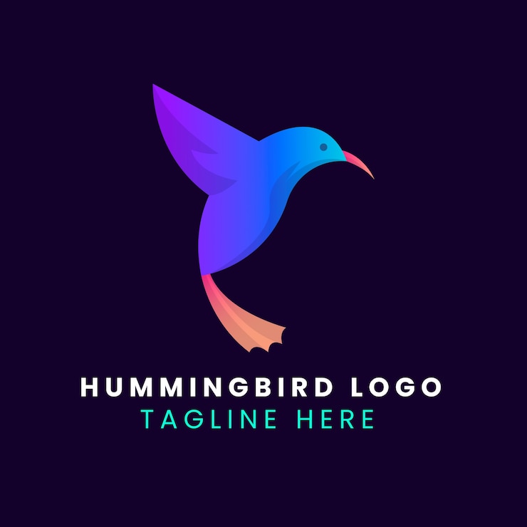 Vettore gratuito design del logo colibrì sfumato