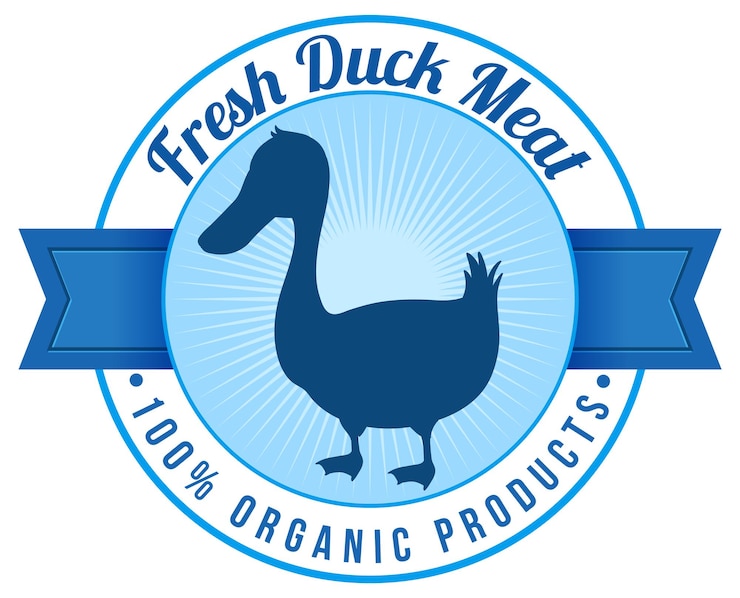 Vettore gratuito design del logo con carne d'anatra fresca