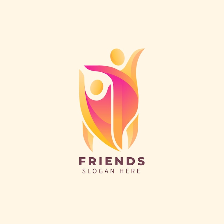 Vettore gratuito design del logo degli amici sfumati