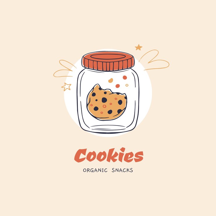 Vettore gratuito design del logo dei biscotti disegnati a mano