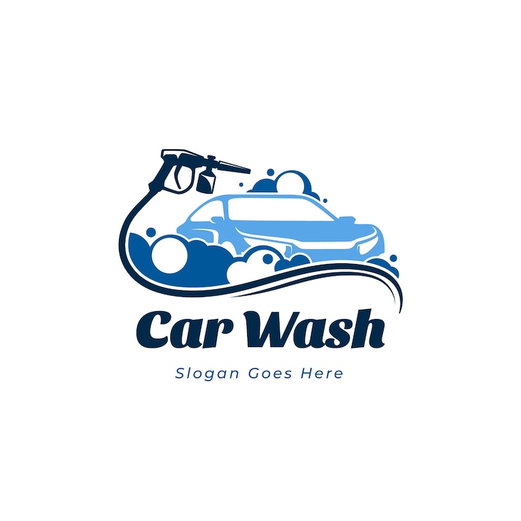 Vettore gratuito design del logo dell'autolavaggio disegnato a mano