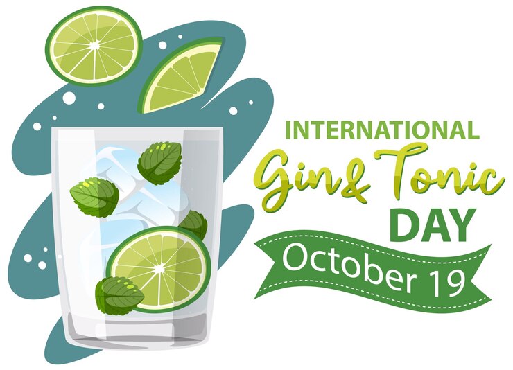 Vettore gratuito design del logo della giornata internazionale di gin tonic
