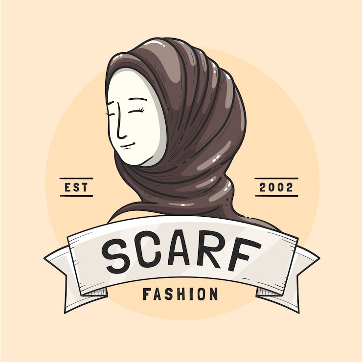 Vettore gratuito design del logo della sciarpa disegnata a mano