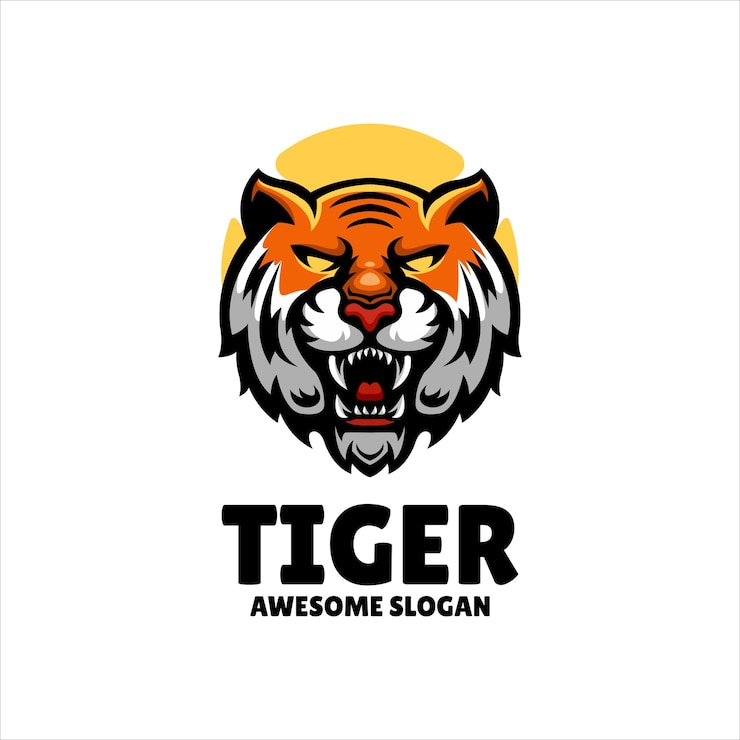 Vettore gratuito design del logo delle illustrazioni della mascotte della tigre