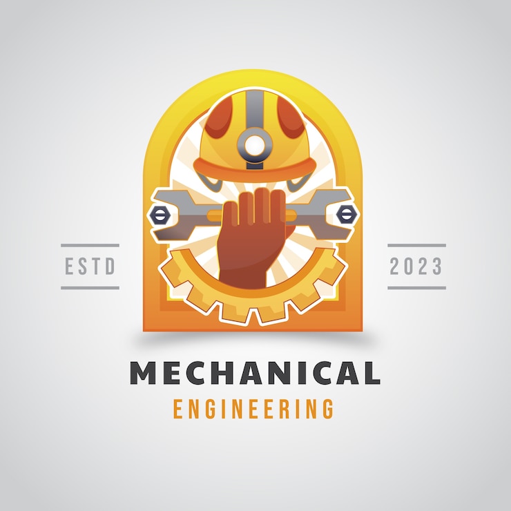 Vettore gratuito design del logo di ingegneria meccanica