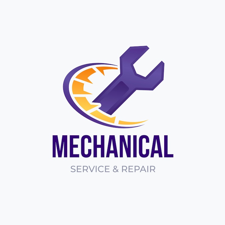 Vettore gratuito design del logo di riparazione meccanica