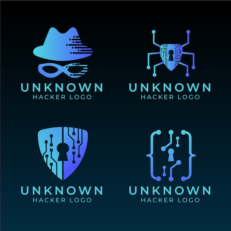 Vettore gratuito design del logo hacker sfumato