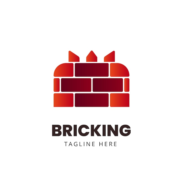 Vettore gratuito design del logo in mattoni sfumati