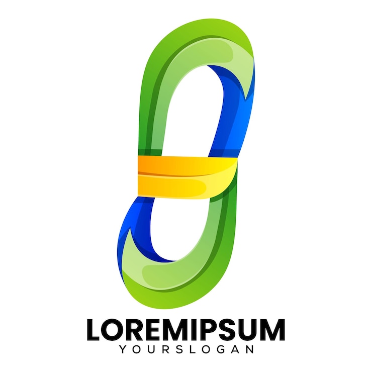 Vettore gratuito design del logo sfumato numero 8 colorato