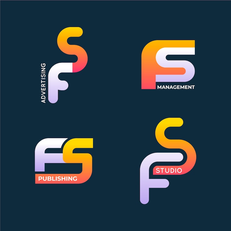 Vettore gratuito design del logo sfumato sf e fs