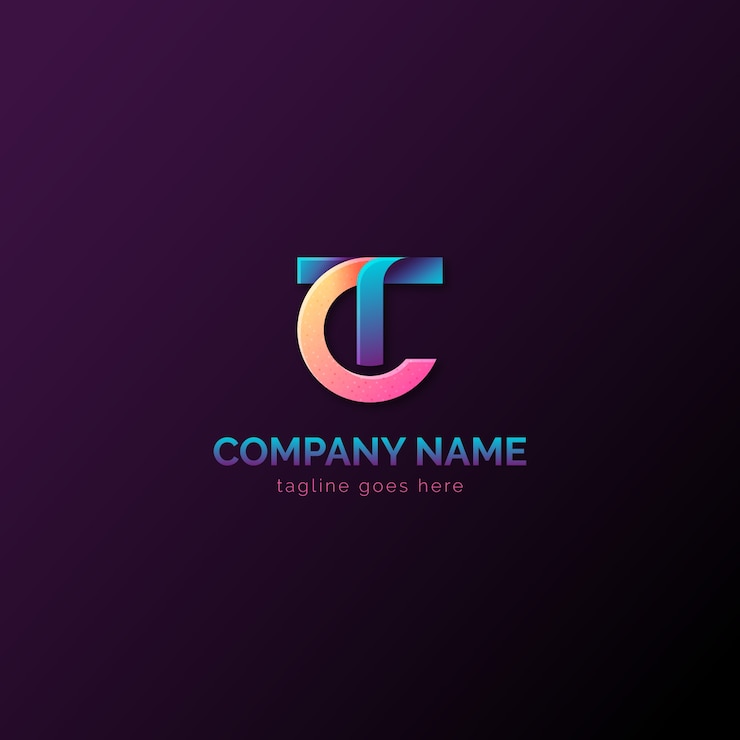 Vettore gratuito design del logo tc sfumato