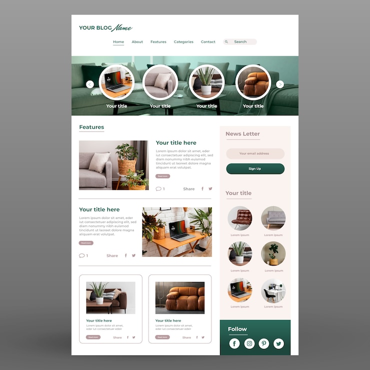 Vettore gratuito design del modello di blog gradiente