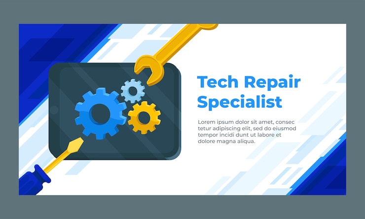 Vettore gratuito design del modello di riparazione tecnica disegnato a mano