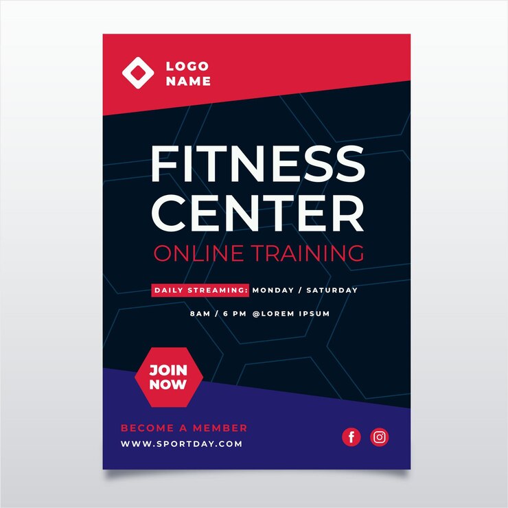 Vettore gratuito design del poster del centro fitness