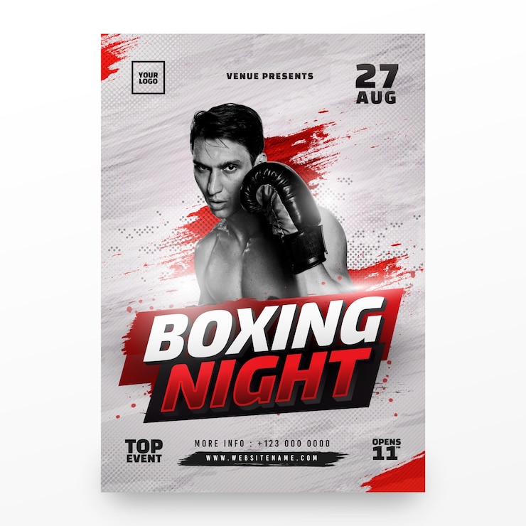 Vettore gratuito design del poster di boxe sfumato