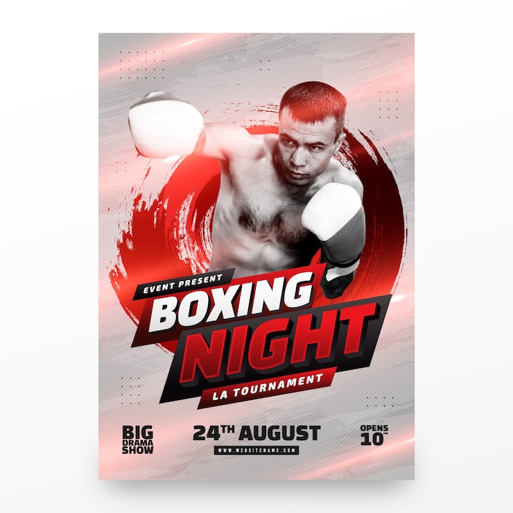 Vettore gratuito design del poster di boxe sfumato