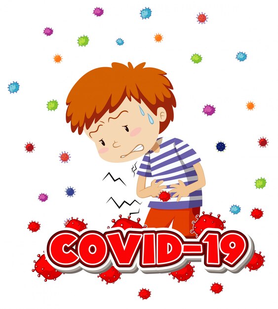 Design del poster per il tema del coronavirus con ragazzo malato