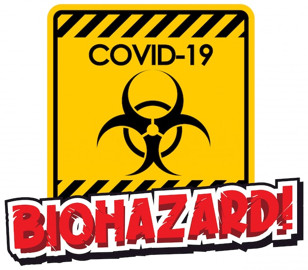 Design del poster per il tema del coronavirus con segno di rischio biologico