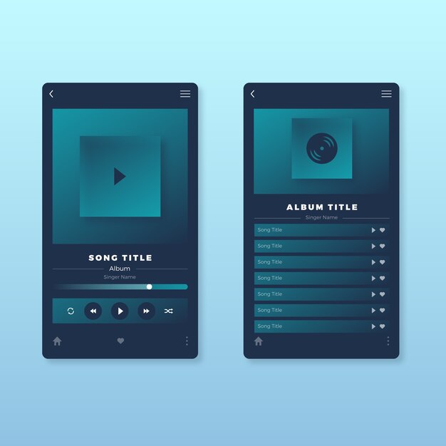 Design dell'interfaccia dell'app del lettore musicale