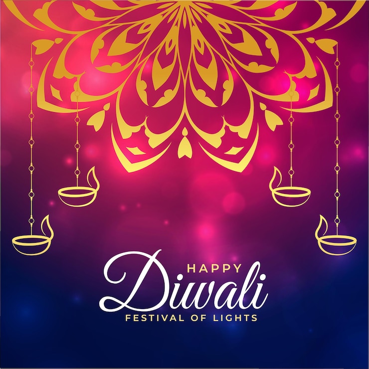 Vettore gratuito design della carta di felicità di diwali in stile mandala indiano