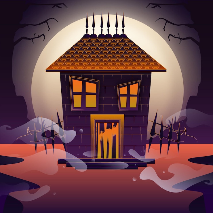 Vettore gratuito design della casa del festival di halloween