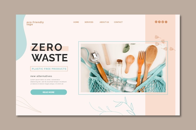 Design della pagina di destinazione zero rifiuti